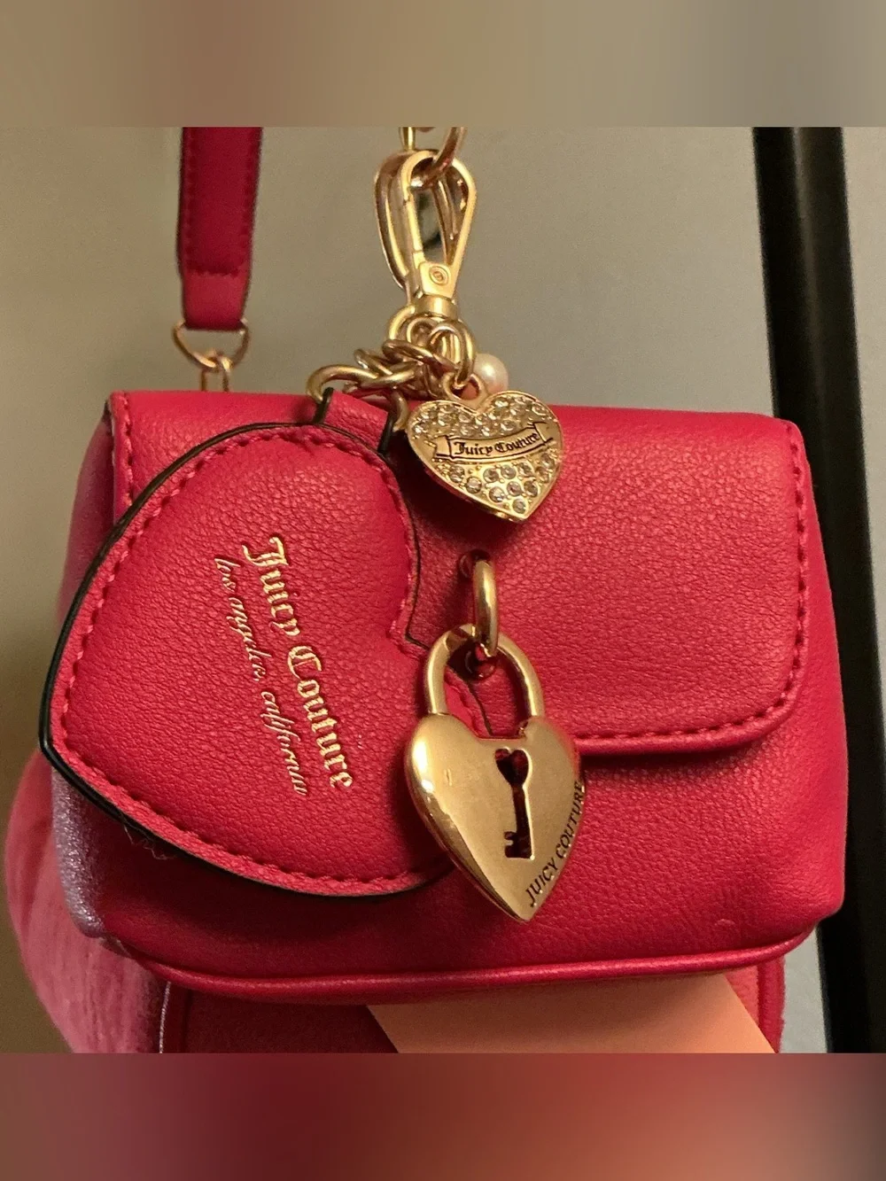 Juicy Couture Queen Shoulder Bag w/Accessory Pouch - Raspberry Tart